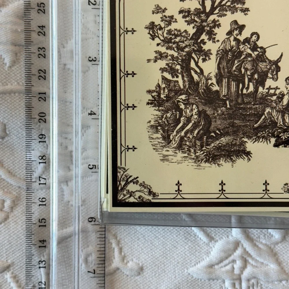 Vintage 90s Toile Note‎ Cards 2 Boxes Toile Black & Cream Pastoral New Old Stock